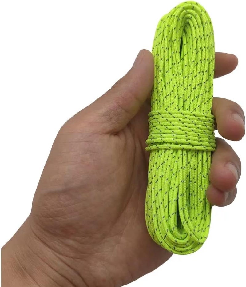 Legnowit 2mm Fluorescent Reflective Guyline Camping Paracord, Ultralight Thin Cord Rope for Tarp Rain Fly Tent Camping, 65 Feet (Green) - Image 2